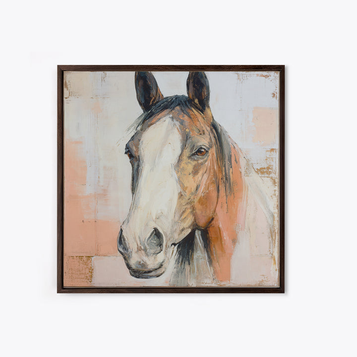 Neutral Horse Portrait Framed Canvas Print, Hotel Art, Printable Art, Hotel Decor, Fine Art, Boutique, Travel Poster, HOT-1x1-16