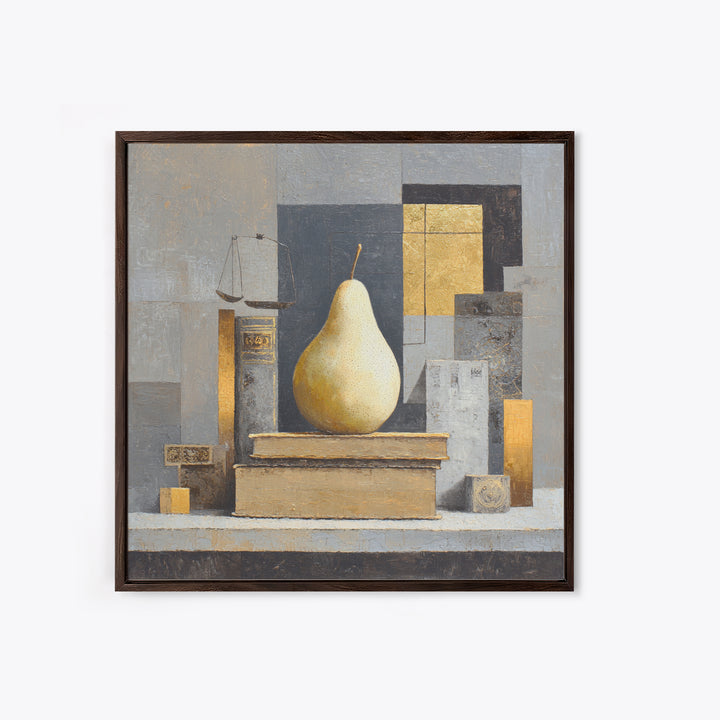 Elegant Pear Still Life on Linen Framed Canvas Print, Hotel Art, Neutral Decor, Hotel Decor, Fine Art, Boutique, Home Decor, HOT-1x1-21
