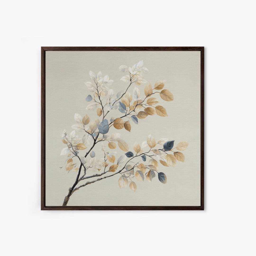 Elegant Botanical Branch on Ivory Ground Framed Canvas Print, Hotel Art, Textured Painting, Hotel Decor, Fine Art, Boutique, HOT-1x1-29