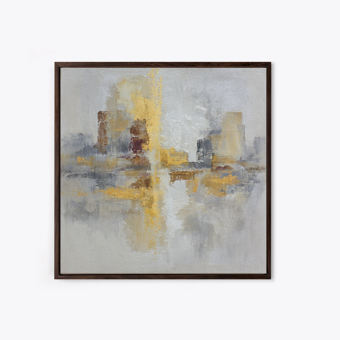 Gold Accented Abstract for Upscale Lobby Framed Canvas Print, Hotel Art, Boho Decor, Hotel Decor, Fine Art, Boutique, HOT-1x1-37