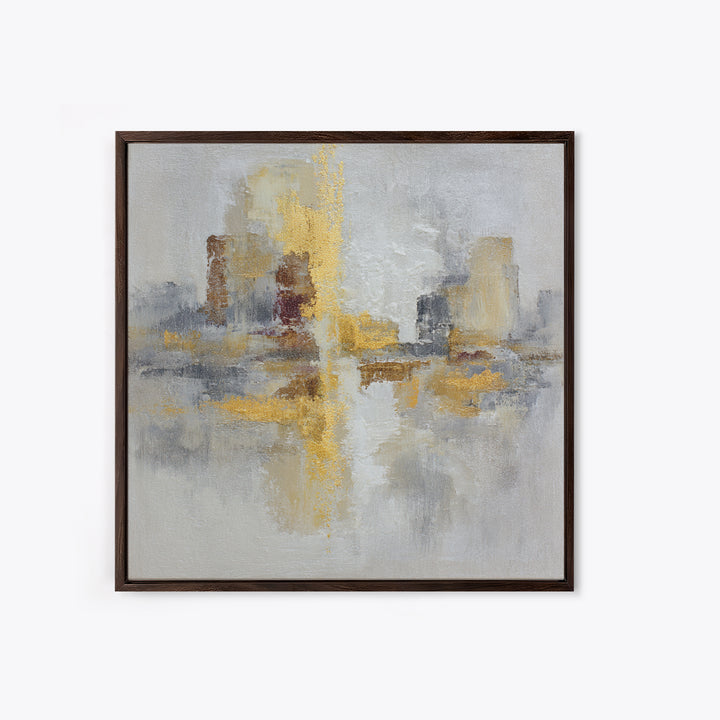 Gold Accented Abstract for Upscale Lobby Framed Canvas Print, Hotel Art, Boho Decor, Hotel Decor, Fine Art, Boutique, HOT-1x1-37