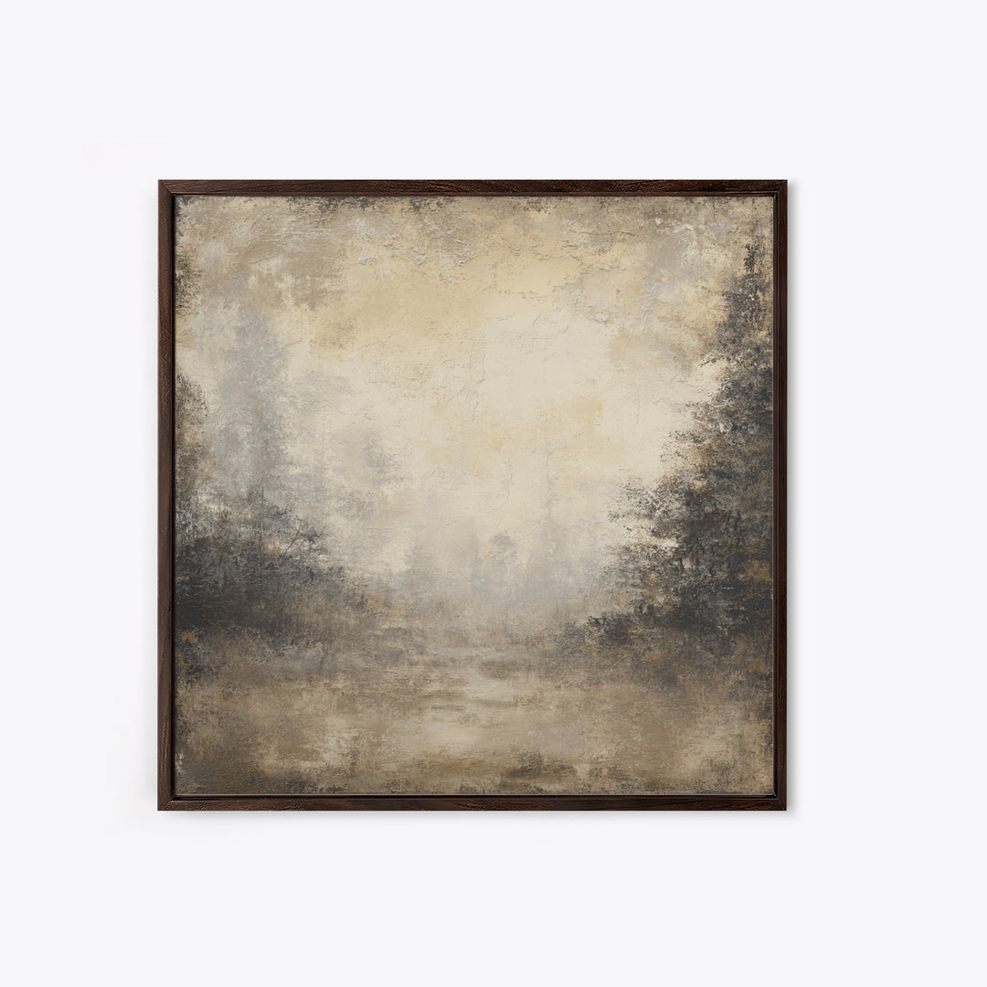 Misty Forest with Refined Calm Atmosphere Framed Canvas Print, Hotel Art, Gallery Decor, Hotel Decor, Fine Art, Boutique, HOT-1x1-38