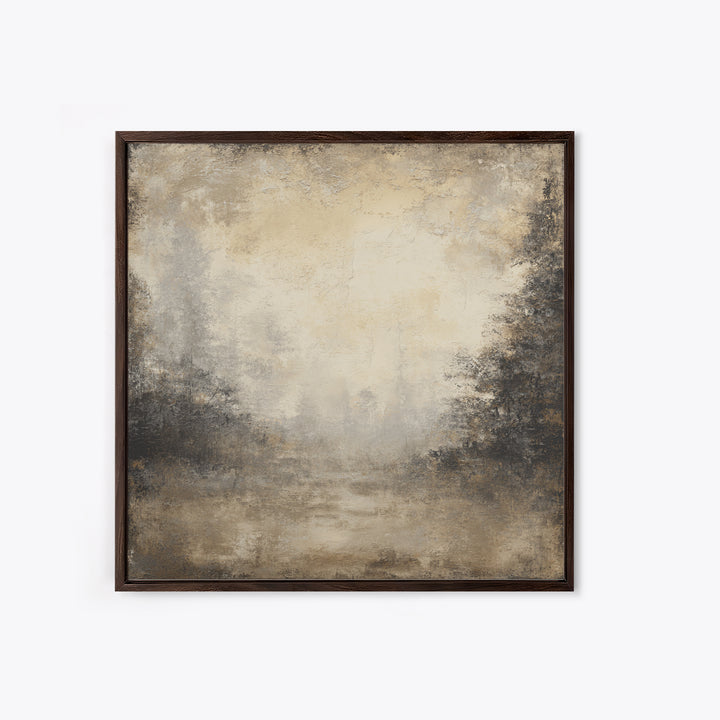 Misty Forest with Refined Calm Atmosphere Framed Canvas Print, Hotel Art, Gallery Decor, Hotel Decor, Fine Art, Boutique, HOT-1x1-38