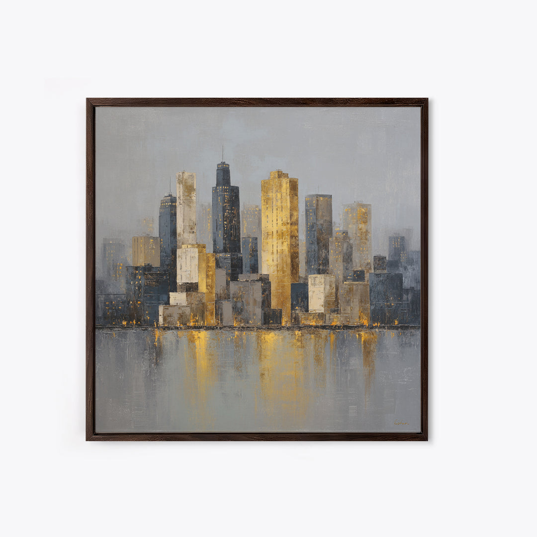 Quiet City Skyline Canvas Print, Hotel Art, Travel Poster, Hotel Decor, Abstract Art, Boutique, Minimalist Decor, HOT-1x1-50