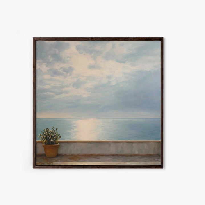 Mediterranean Terrace View Focused on Sea and Canvas Print, Hotel Art, Gallery Decor, Hotel Decor, Fine Art, Boutique, HOT-1x1-59
