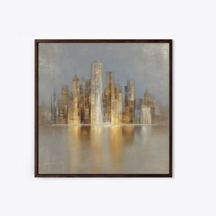 Quiet City Skyline Framed Canvas Print, Hotel Art, Fine Art Print, Hotel Decor, Abstract Art, Boutique, Wall Decor, Painting, HOT-1x1-74
