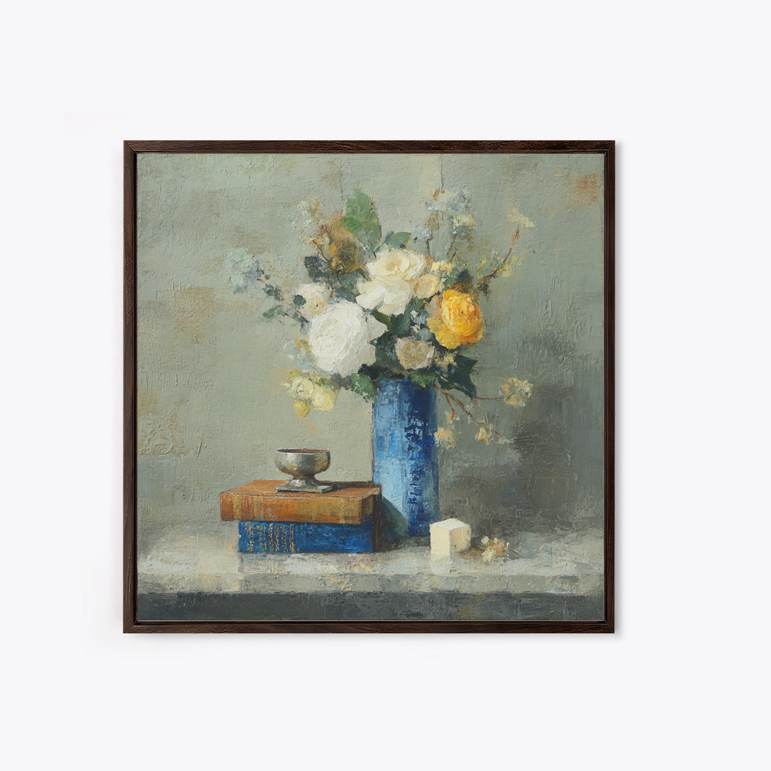 Classic Oil Painted Floral Still Life Canvas Print, Hotel Art, Statement Artwork, Hotel Decor, Fine Art, Boutique, Wall Decor, HOT-1x1-9