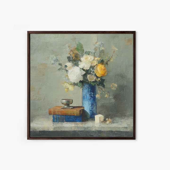 Classic Oil Painted Floral Still Life Canvas Print, Hotel Art, Statement Artwork, Hotel Decor, Fine Art, Boutique, Wall Decor, HOT-1x1-9