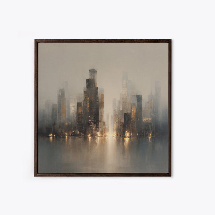Quiet City Skyline Canvas Print, Hotel Art, Hotel Decor, Abstract Art, Boutique, Hazbin Hotel, Mid Century Modern, HOT-1x1-98