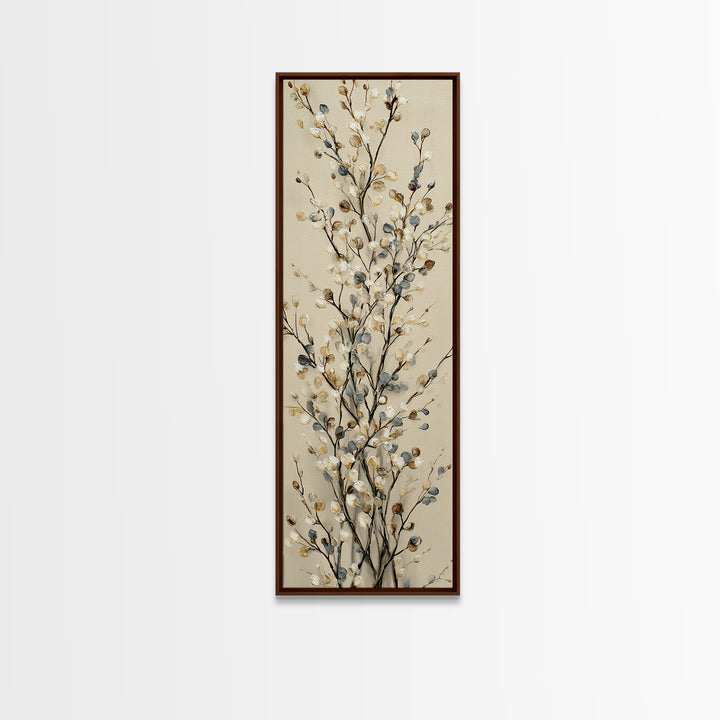 Elegant Botanical Branch on Ivory Ground Canvas Print, Hotel Art, Poster, Hotel Decor, Fine Art, Boutique, Wood Wall Art, HOT-1x3-17