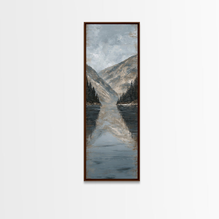 Serene Mountain Lake for Boutique Hotel Mood Framed Canvas Print, Hotel Art, Poster, Hotel Decor, Fine Art, Boutique, HOT-1x3-20