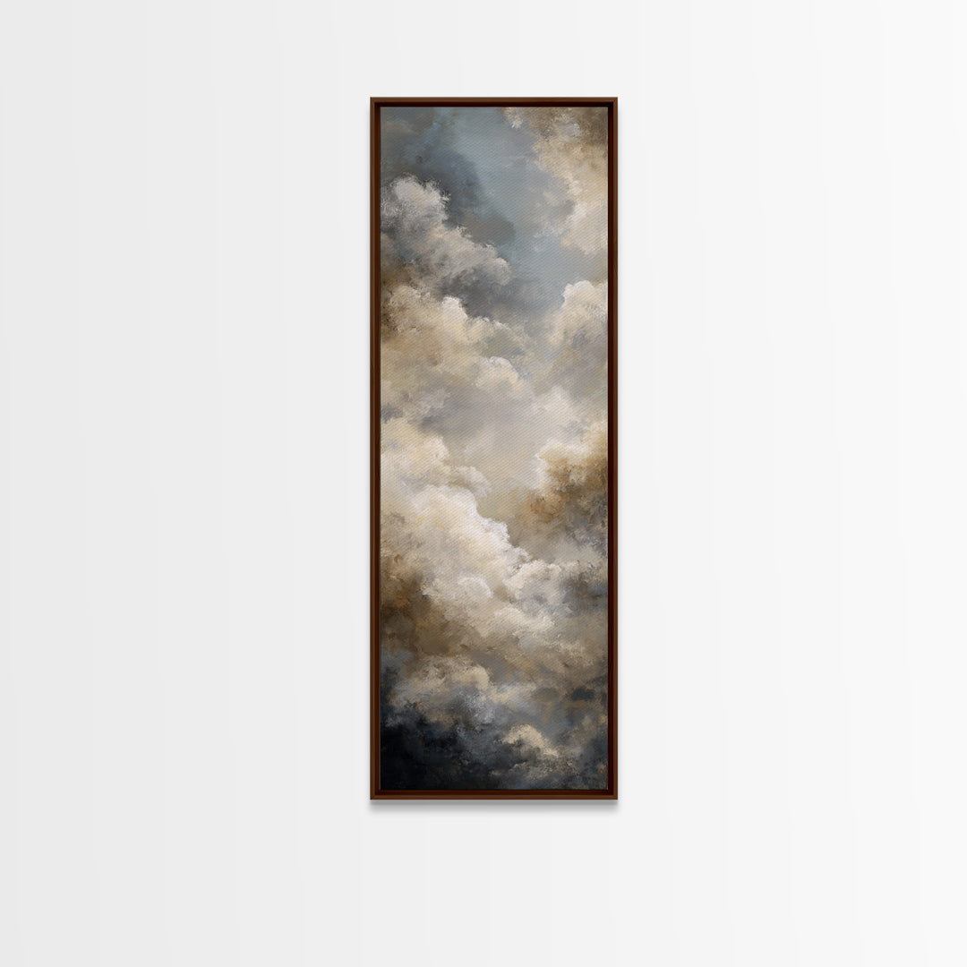 Large Cloudscape with Subtle Drama Framed Canvas Print, Hotel Art, Textured Painting, Hotel Decor, Fine Art, Boutique, HOT-1x3-29