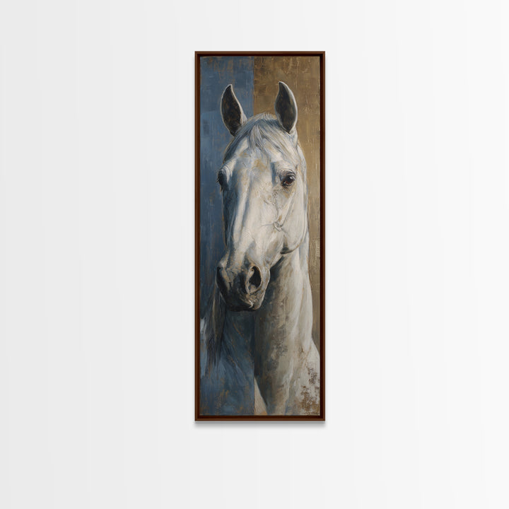 Neutral Horse Portrait Framed Canvas Print, Hotel Art, Mid Century Modern, Hotel Decor, Oil Painting, Boutique, Coastal Decor, HOT-1x3-52