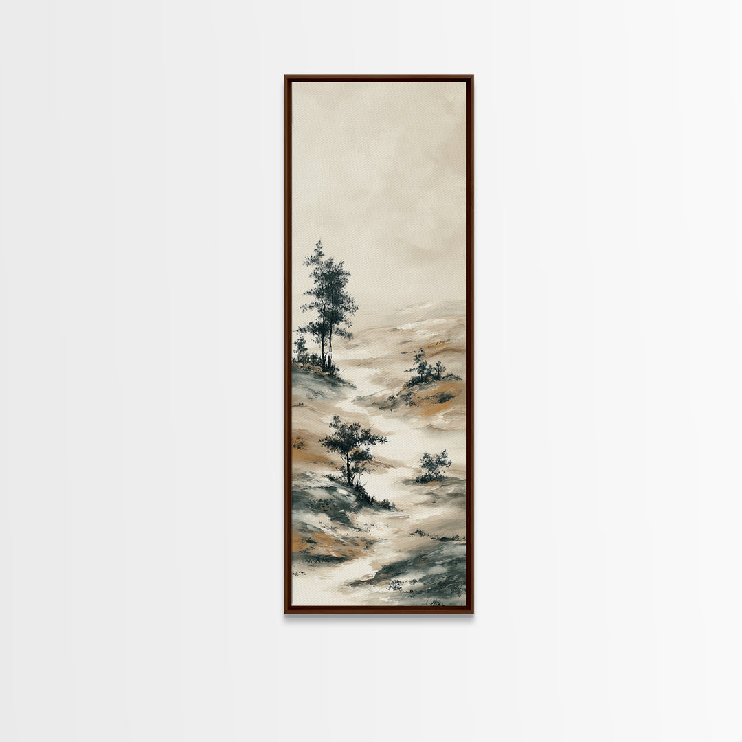 Japanese Ink Landscape Framed Canvas Print, Hotel Art, City Wall Art, Hotel Decor, Fine Art, Boutique, Minimalist Decor, HOT-1x3-54