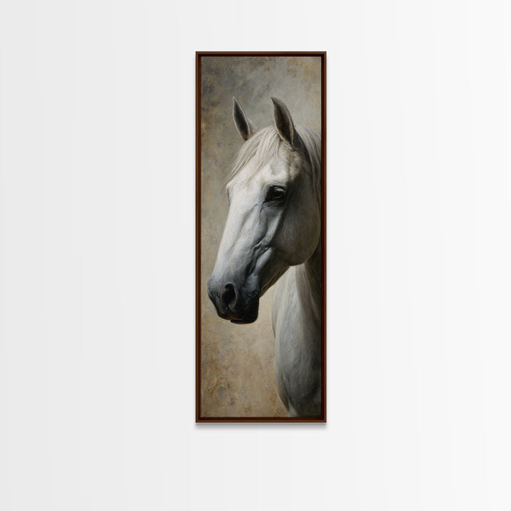 Neutral Horse Portrait Framed Canvas Print, Hotel Art, Coastal Wall Art, Hotel Decor, Fine Art, Boutique, Fine Art Print, HOT-1x3-76