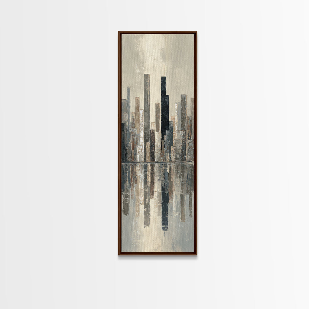 Quiet City Skyline Canvas Print, Hotel Art, Contemporary Art, Hotel Decor, Abstract Art, Boutique, Art Deco, Framed Art, HOT-1x3-86