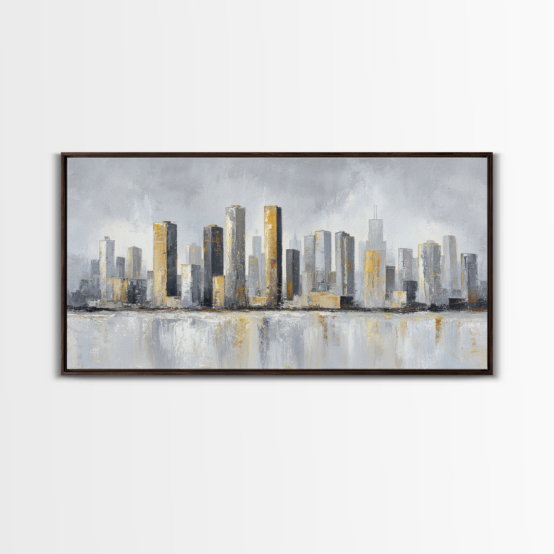 Quiet City Skyline Canvas Print, Hotel Art, Hotel Decor, Abstract Art, Boutique, Hazbin Hotel, Mid Century Modern, HOT-2x1-22