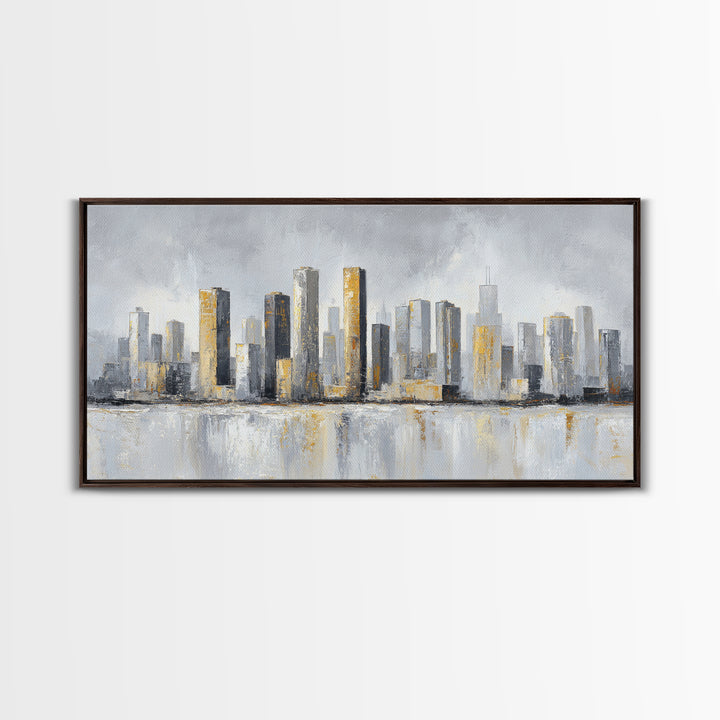 Quiet City Skyline Canvas Print, Hotel Art, Hotel Decor, Abstract Art, Boutique, Hazbin Hotel, Mid Century Modern, HOT-2x1-22
