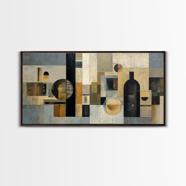 Modern Geometric Composition Framed Canvas Print, Hotel Art, Boho Decor, Hotel Decor, Fine Art, Boutique, Painting, Art Prints, HOT-2x1-27