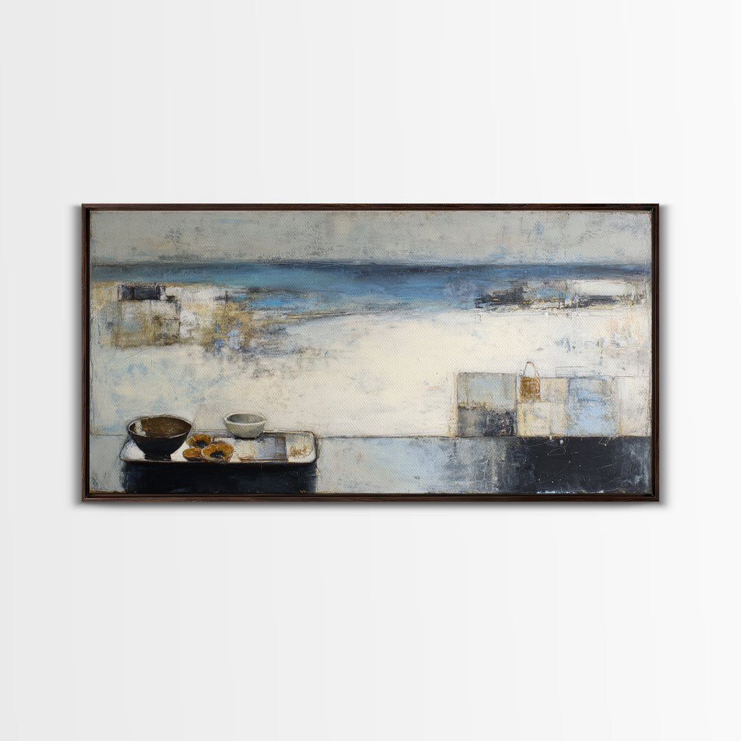 Mediterranean Terrace View Focused on Sea and Canvas Print, Hotel Art, Large Wall Art, Hotel Decor, Fine Art, Boutique, HOT-2x1-31