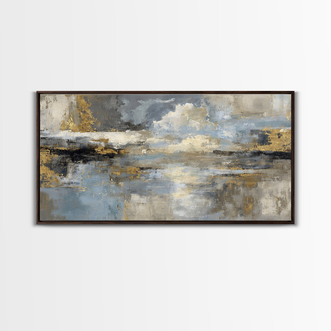 Gold Accented Abstract for Upscale Lobby Framed Canvas Print, Hotel Art, Wall Decor, Hotel Decor, Abstract Art, Boutique, HOT-2x1-33