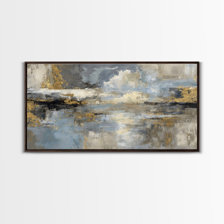 Gold Accented Abstract for Upscale Lobby Framed Canvas Print, Hotel Art, Wall Decor, Hotel Decor, Abstract Art, Boutique, HOT-2x1-33