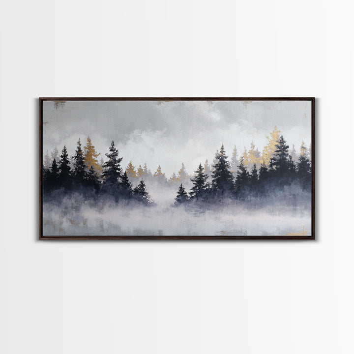 Misty Forest with Refined Calm Atmosphere Framed Canvas Print, Hotel Art, Contemporary Art, Hotel Decor, Fine Art, Boutique, HOT-2x1-34