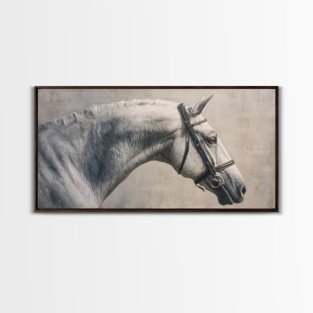 Neutral Horse Portrait Canvas Print, Hotel Art, Home Decor, Hotel Decor, Fine Art, Boutique, Framed Art, Wood Wall Art, HOT-2x1-36