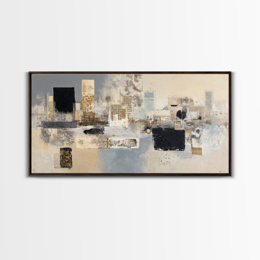 Sophisticated Neutral Abstract Framed Canvas Print, Hotel Art, Abstract Art, Hotel Decor, Fine Art, Boutique, Gallery Wall Art, HOT-2x1-45