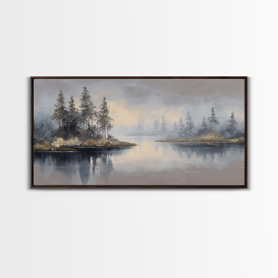 Luxury Monochrome Landscape Framed Canvas Print, Hotel Art, Art, Hotel Decor, Oil Painting, Boutique, Printable Art, HOT-2x1-50