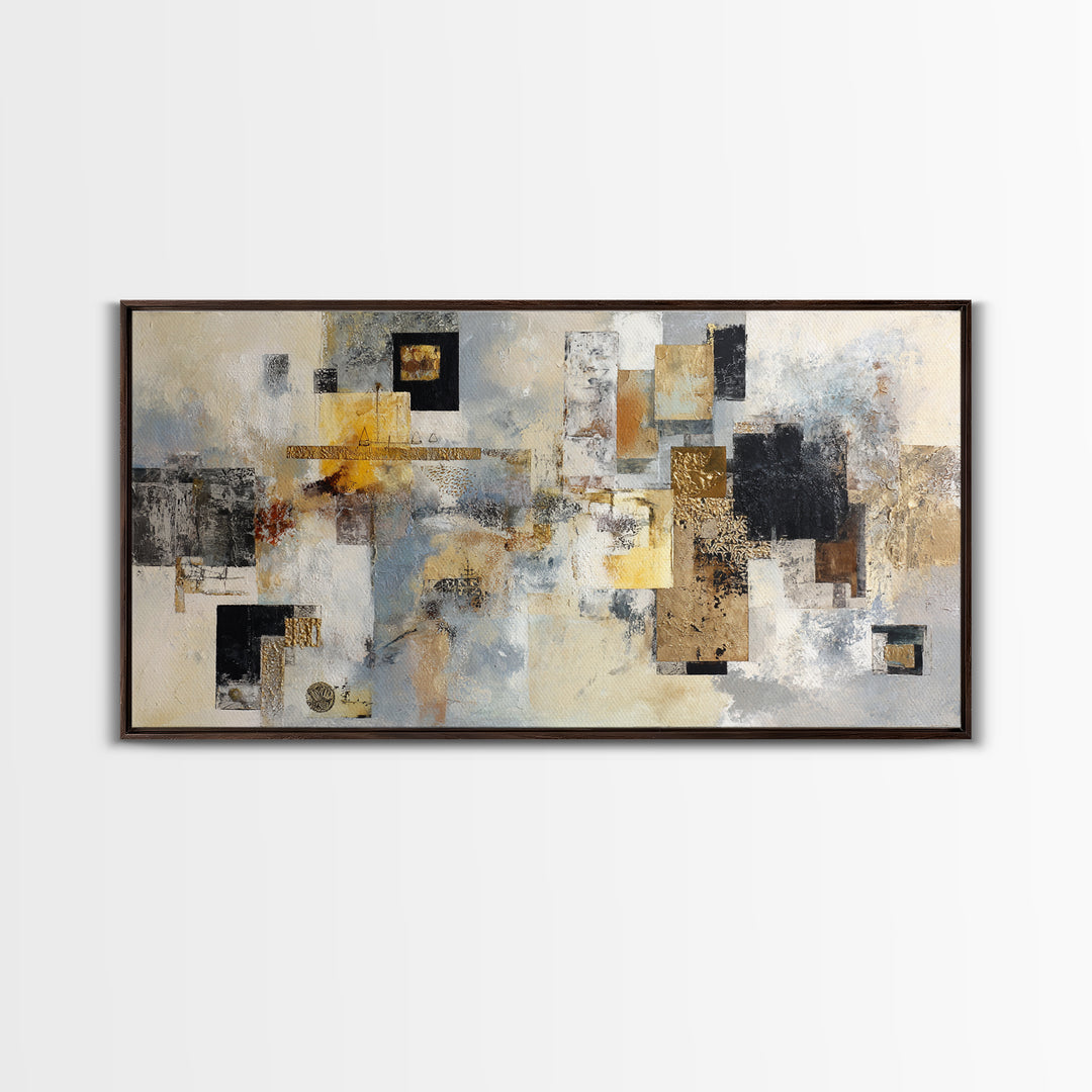 Gold Accented Abstract for Upscale Lobby Canvas Print, Hotel Art, Mid Century Modern, Hotel Decor, Abstract Art, Boutique, HOT-2x1-57