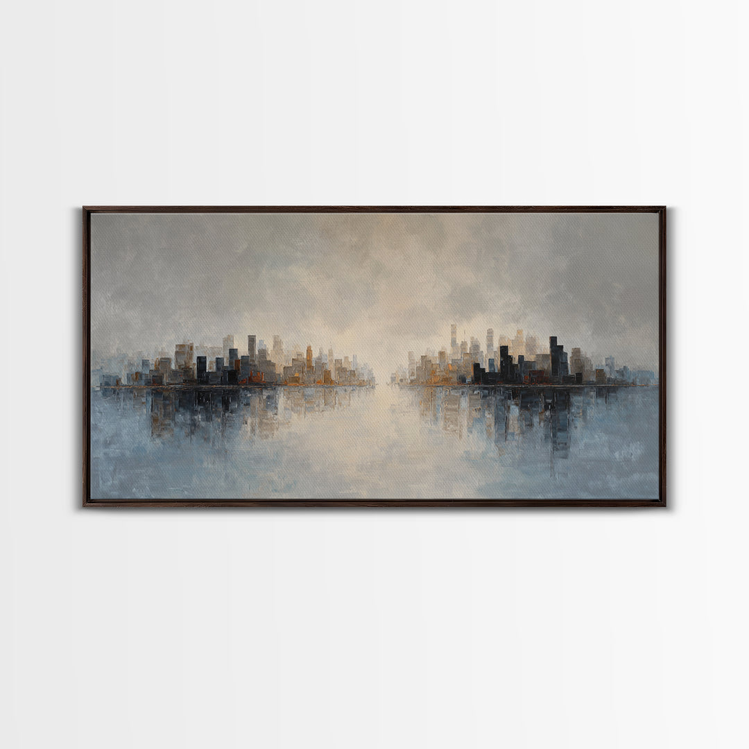 Quiet City Skyline Canvas Print, Hotel Art, Art Print, Hotel Decor, Fine Art, Boutique, Wall Sculpture, Coastal Wall Art, HOT-2x1-70
