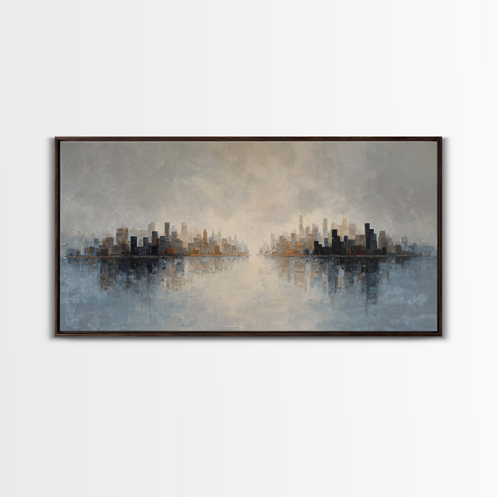 Quiet City Skyline Canvas Print, Hotel Art, Art Print, Hotel Decor, Fine Art, Boutique, Wall Sculpture, Coastal Wall Art, HOT-2x1-70