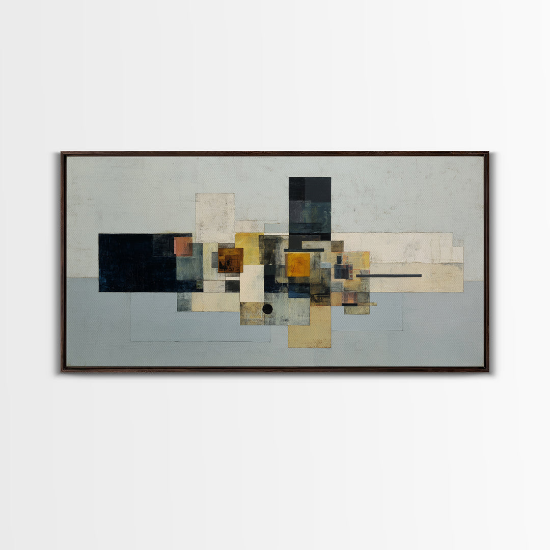 Modern Geometric Composition Framed Canvas Print, Hotel Art, Room Decor, Hotel Decor, Abstract Art, Boutique, Art Print, HOT-2x1-75
