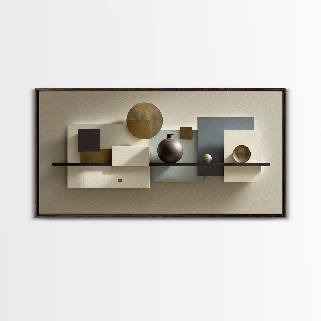 Minimal Sculpture Shapes Framed Canvas Print, Hotel Art, Luxury Decor, Hotel Decor, Abstract Art, Boutique, Art Prints, HOT-2x1-8