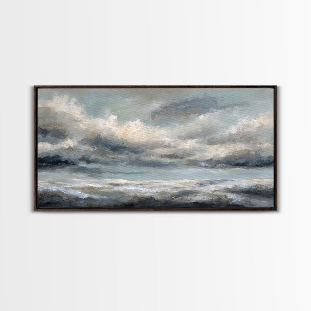 Large Cloudscape with Subtle Drama Framed Canvas Print, Hotel Art, Living Room Decor, Hotel Decor, Fine Art, Boutique, HOT-2x1-85