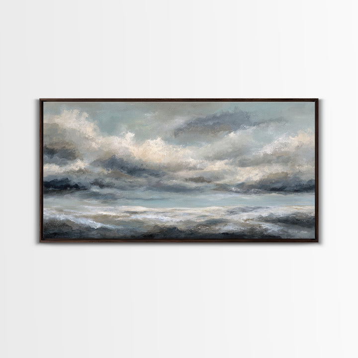 Large Cloudscape with Subtle Drama Framed Canvas Print, Hotel Art, Living Room Decor, Hotel Decor, Fine Art, Boutique, HOT-2x1-85
