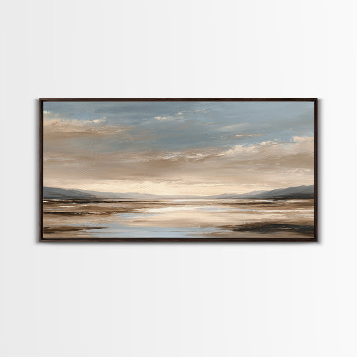 Panoramic Desert Horizon Framed Canvas Print, Hotel Art, Framed Art, Hotel Decor, Boutique, Beach Prints, Gallery Wall Set, HOT-2x1-88