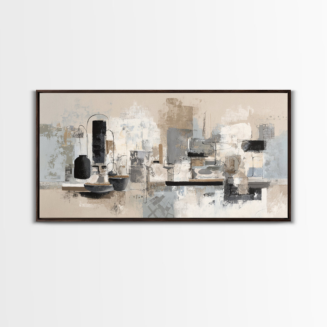 Simple Black Line Figure Framed Canvas Print, Hotel Art, Large Wall Art, Hotel Decor, Fine Art, Boutique, Beach Decor, HOT-2x1-91