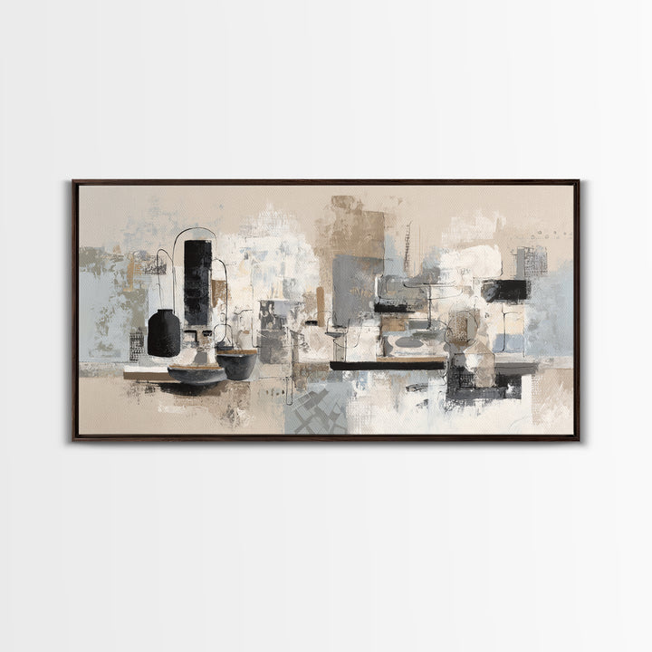 Simple Black Line Figure Framed Canvas Print, Hotel Art, Large Wall Art, Hotel Decor, Fine Art, Boutique, Beach Decor, HOT-2x1-91