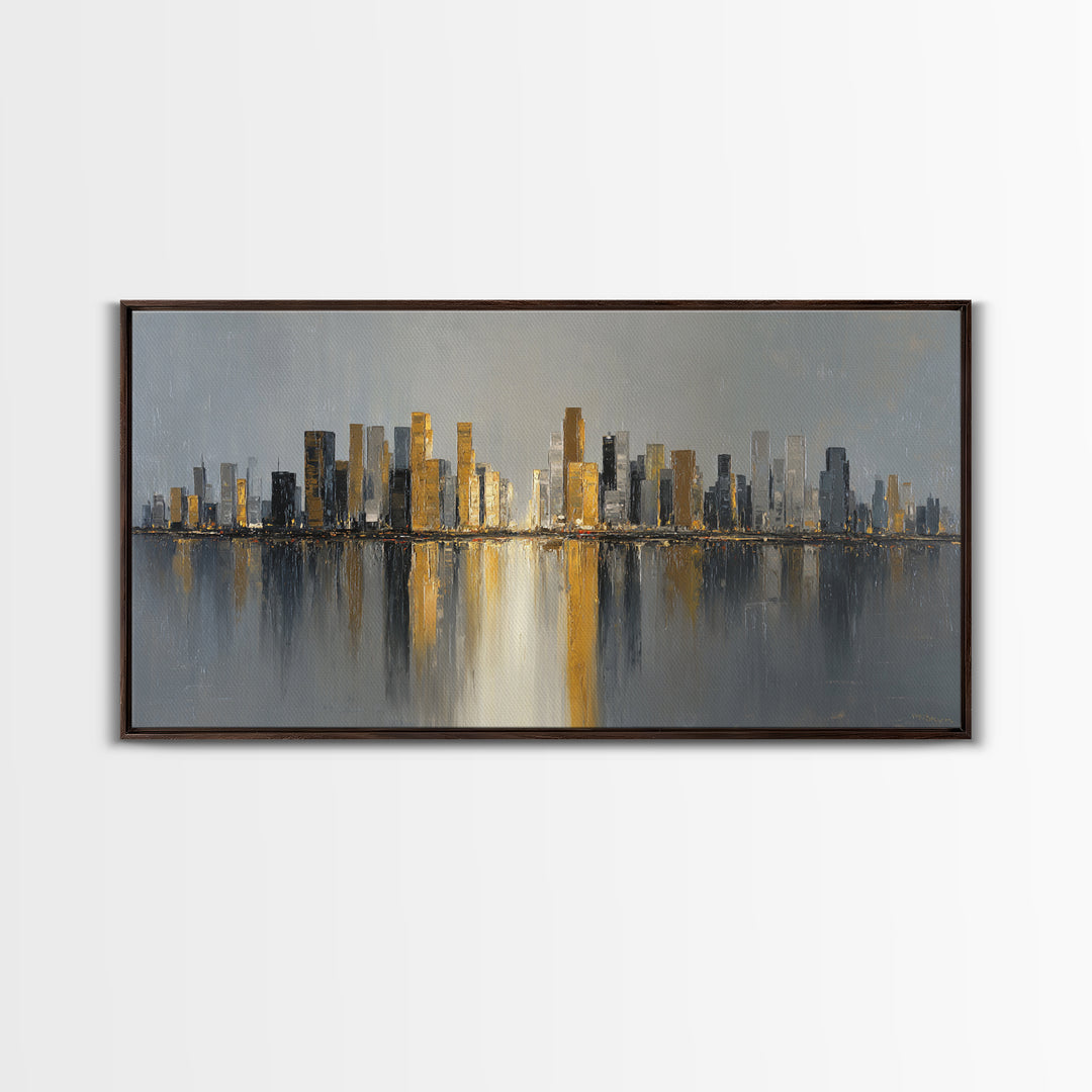 Quiet City Skyline Canvas Print, Hotel Art, Art Print, Hotel Decor, Fine Art, Boutique, Wall Sculpture, Coastal Wall Art, HOT-2x1-94