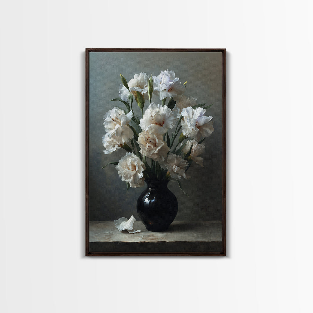 Classic Oil Painted Floral Still Life Framed Canvas Print, Hotel Art, Art Deco, Hotel Decor, Boutique, Minimalist Wall Art, HOT-2x3-17