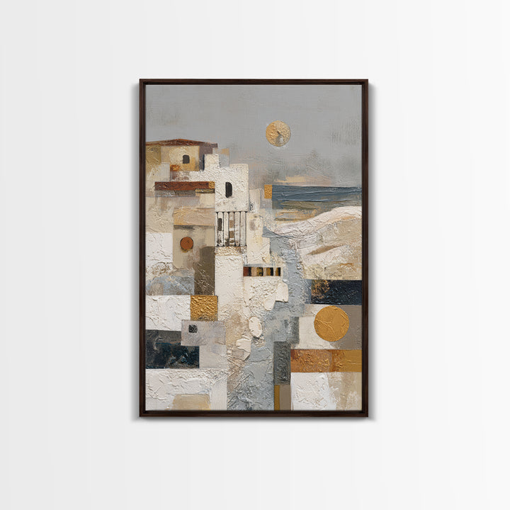 Mediterranean Terrace View Focused on Sea and Framed Canvas Print, Hotel Art, Contemporary Art, Hotel Decor, Fine Art, Boutique, HOT-2x3-19