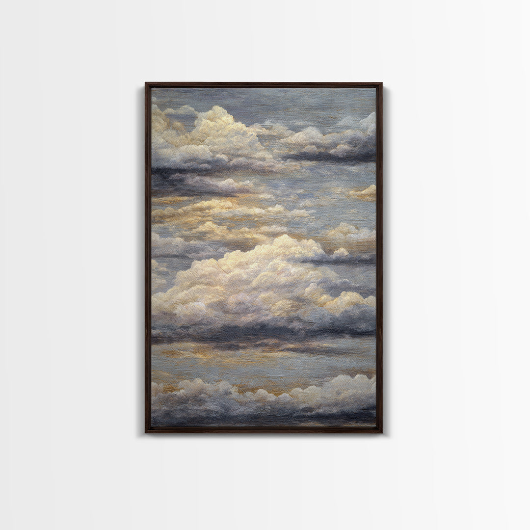 Large Cloudscape with Subtle Drama Framed Canvas Print, Hotel Art, Art Print, Hotel Decor, Fine Art, Boutique, Wall Sculpture, HOT-2x3-25