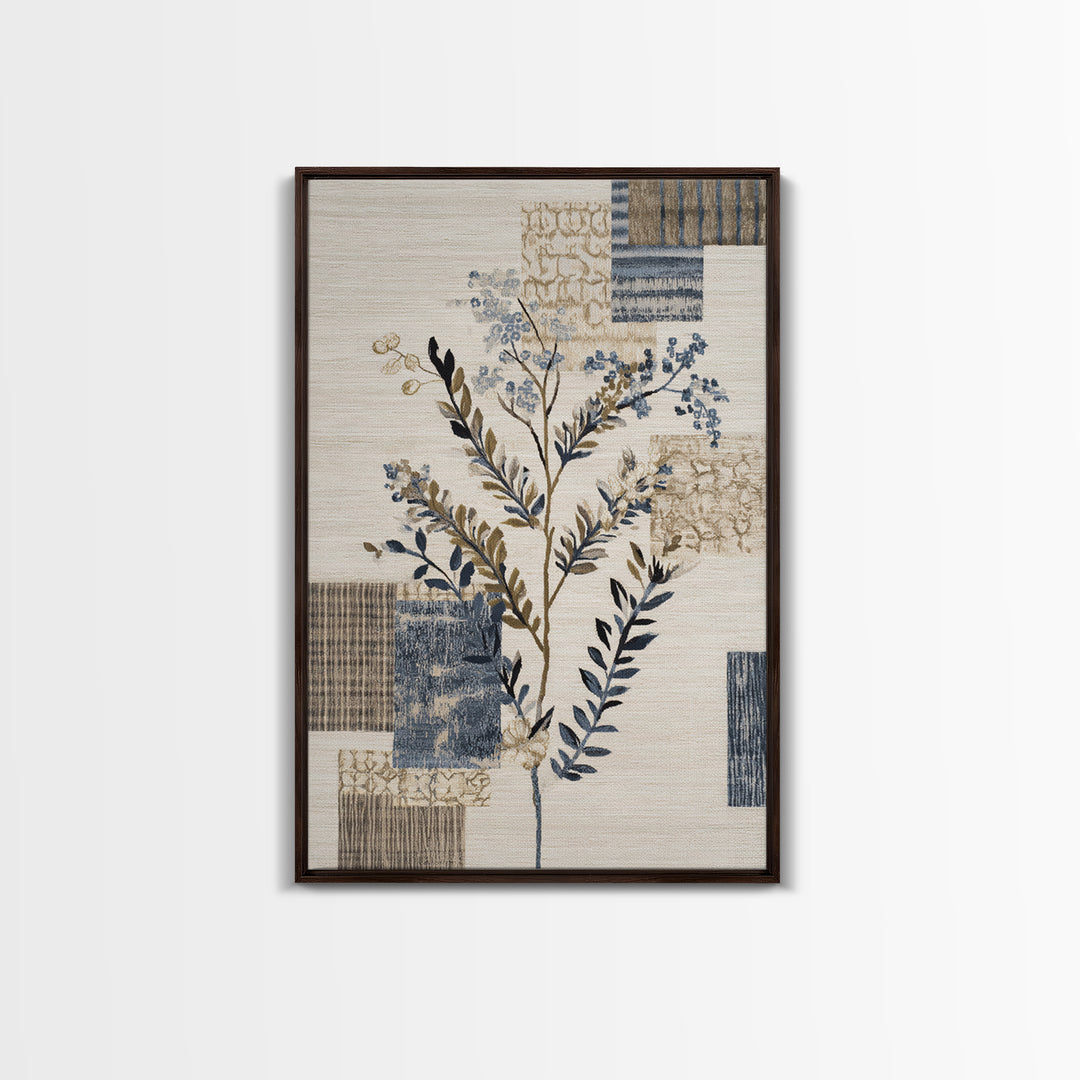 Elegant Botanical Branch on Ivory Ground Framed Canvas Print, Hotel Art, Large Wall Art, Hotel Decor, Fine Art, Boutique, HOT-2x3-37
