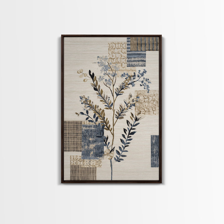 Elegant Botanical Branch on Ivory Ground Framed Canvas Print, Hotel Art, Large Wall Art, Hotel Decor, Fine Art, Boutique, HOT-2x3-37