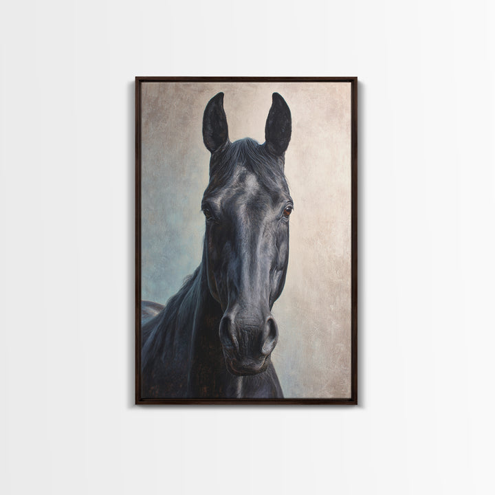Neutral Horse Portrait Framed Canvas Print, Hotel Art, Home Decor, Hotel Decor, Fine Art, Boutique, Framed Art, Wood Wall Art, HOT-2x3-48