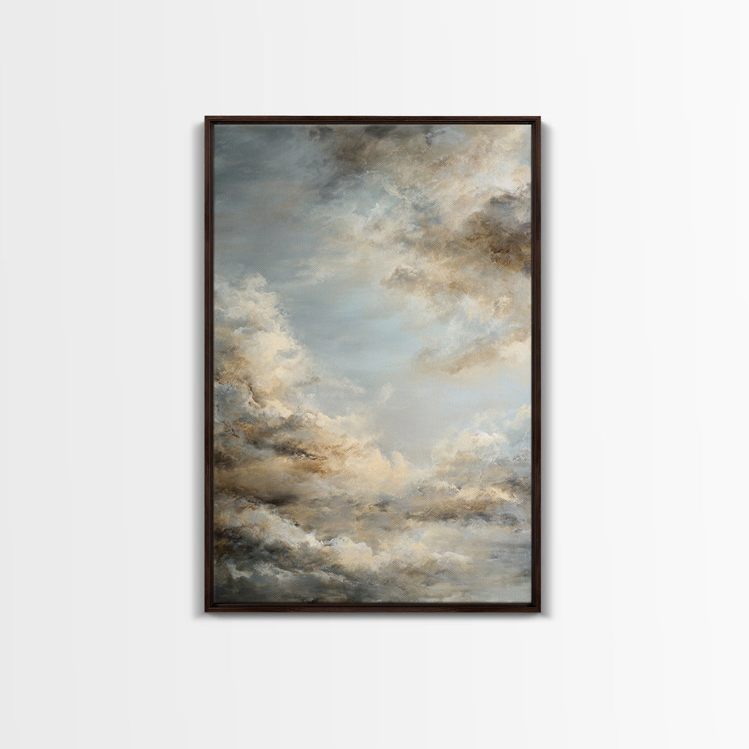 Large Cloudscape with Subtle Drama Framed Canvas Print, Hotel Art, Modern Wall Art, Hotel Decor, Boutique, Neutral Decor, HOT-2x3-73