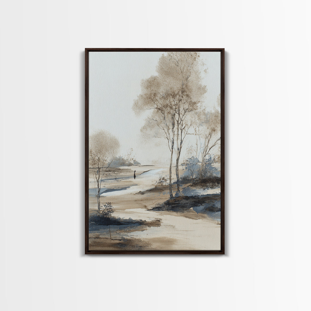 Japanese Ink Landscape Framed Canvas Print, Hotel Art, Hazbin Hotel, Hotel Decor, Fine Art, Boutique, Coastal Wall Art, HOT-2x3-74