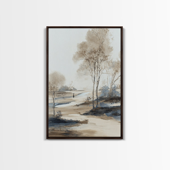 Japanese Ink Landscape Framed Canvas Print, Hotel Art, Hazbin Hotel, Hotel Decor, Fine Art, Boutique, Coastal Wall Art, HOT-2x3-74